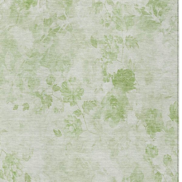 5' X 8' Green And Ivory Floral Washable Indoor Outdoor Area Rug