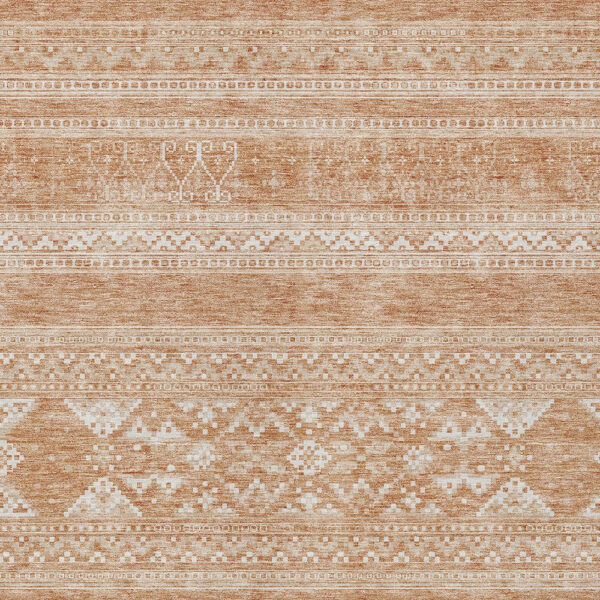 9' X 12' Copper And Ivory Southwestern Washable Indoor Outdoor Area Rug