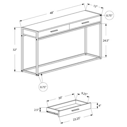 48" Gray And Black Frame Console Table