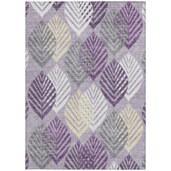 3' X 5' Purple Lavender And Beige Floral Washable Indoor Outdoor Area Rug