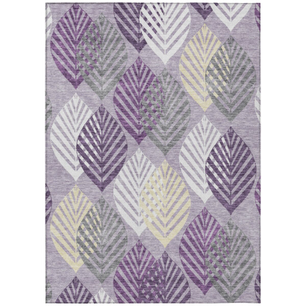 3' X 5' Purple Lavender And Beige Floral Washable Indoor Outdoor Area Rug