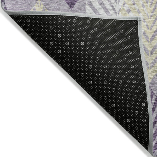 3' X 5' Purple Lavender And Beige Floral Washable Indoor Outdoor Area Rug
