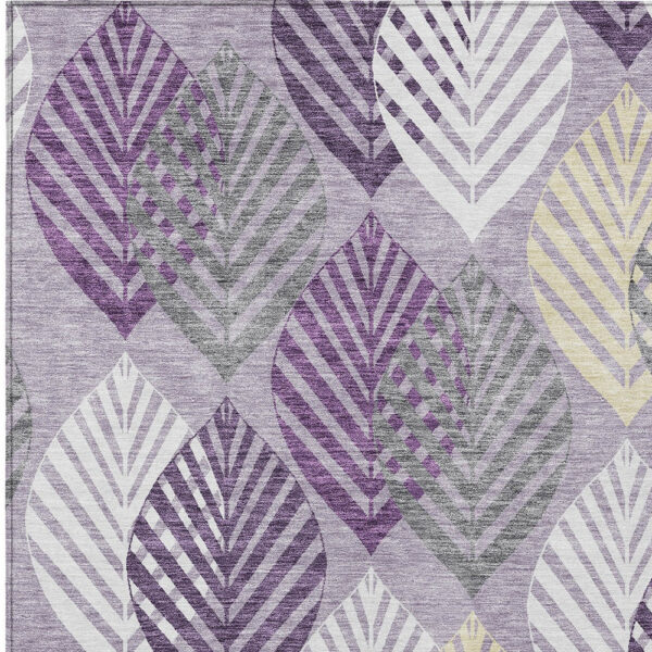 3' X 5' Purple Lavender And Beige Floral Washable Indoor Outdoor Area Rug