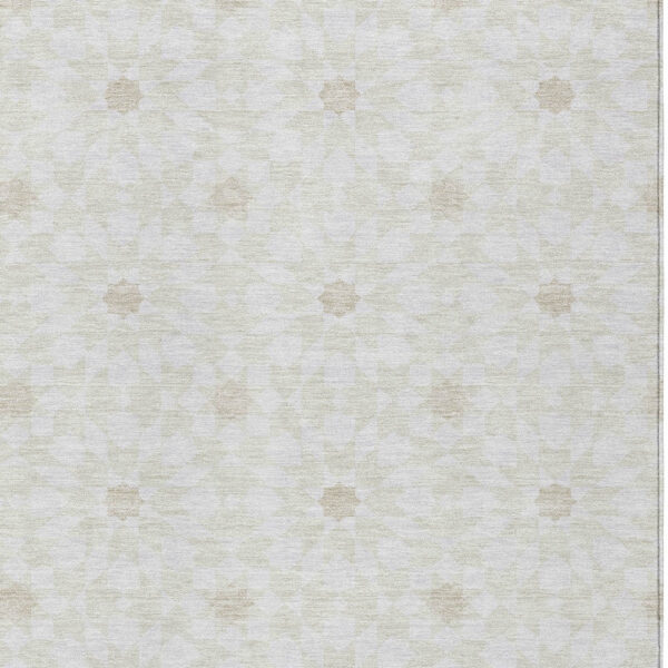 9' X 12' Ivory Beige And Taupe Floral Medallion Washable Indoor Outdoor Area Rug