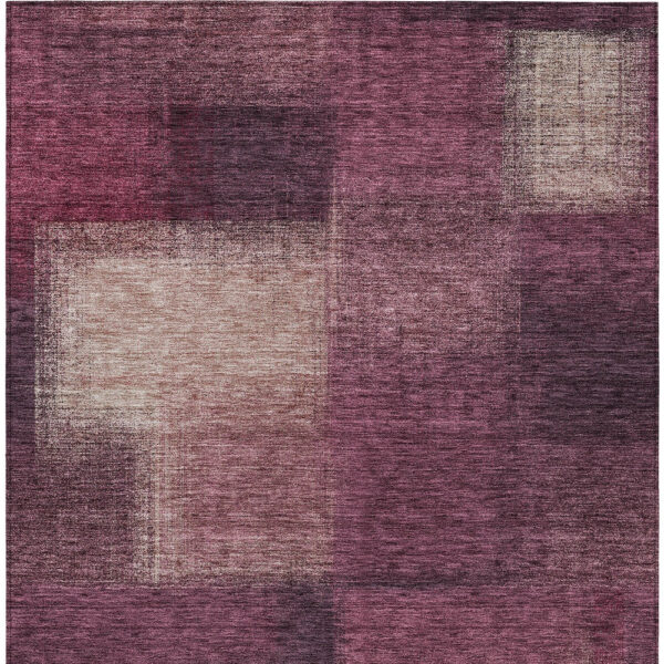 10' X 14' Plum Mauve And Beige Abstract Washable Indoor Outdoor Area Rug