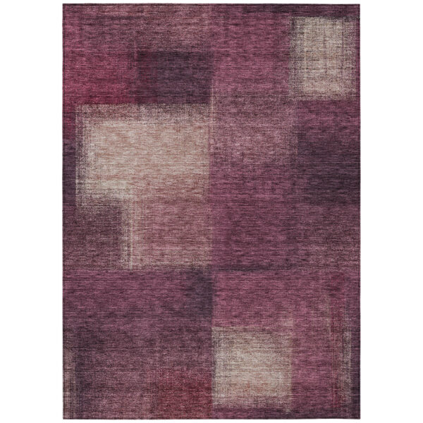 10' X 14' Plum Mauve And Beige Abstract Washable Indoor Outdoor Area Rug