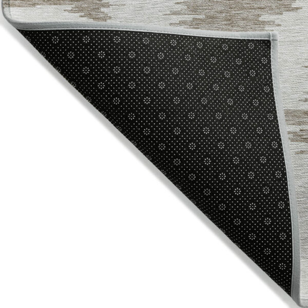 9' X 12' Ivory Beige And Brown Abstract Washable Indoor Outdoor Area Rug