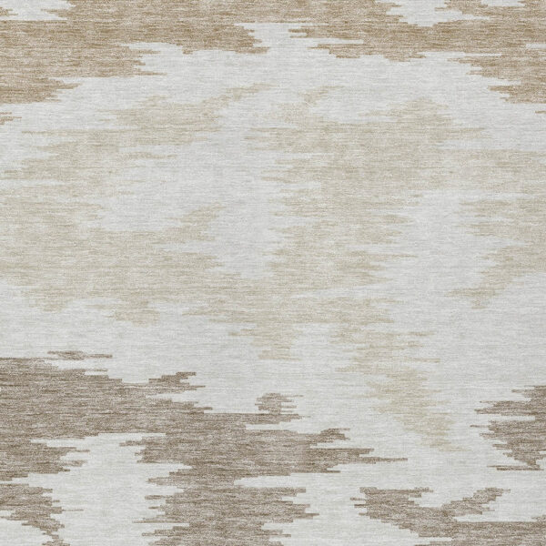 9' X 12' Ivory Beige And Brown Abstract Washable Indoor Outdoor Area Rug