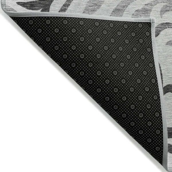8' X 10' Gray Charcoal And Silver Floral Washable Indoor Outdoor Area Rug
