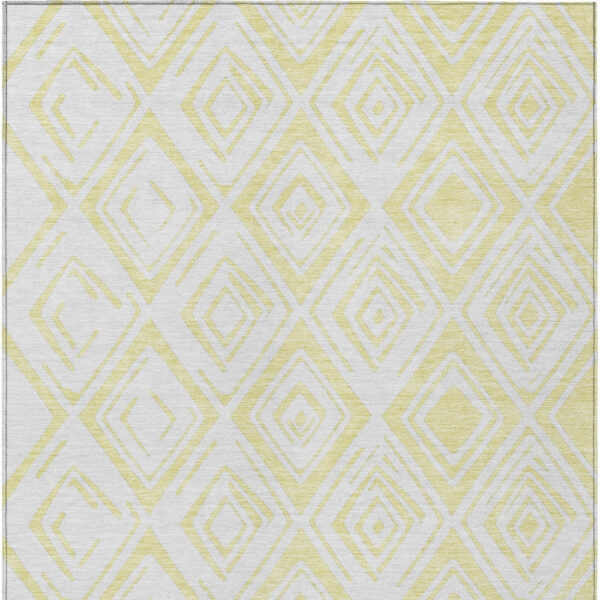 10' X 14' Yellow And Ivory Geometric Washable Indoor Outdoor Area Rug