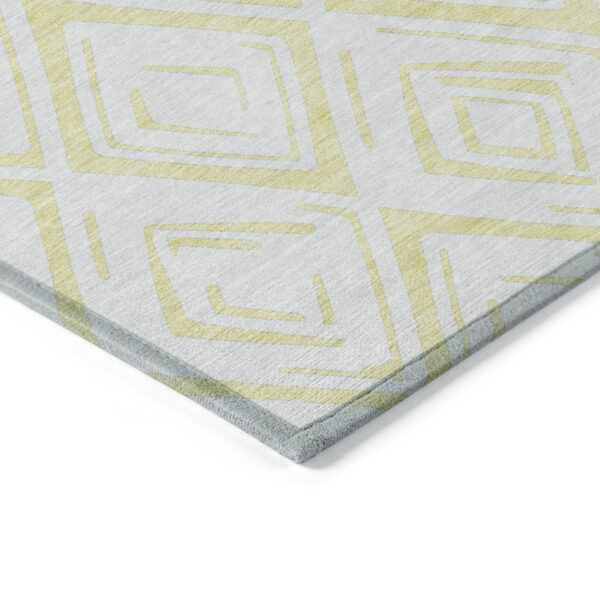 10' X 14' Yellow And Ivory Geometric Washable Indoor Outdoor Area Rug