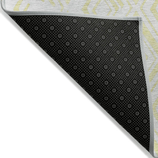 10' X 14' Yellow And Ivory Geometric Washable Indoor Outdoor Area Rug