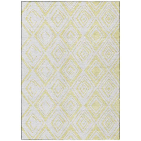 10' X 14' Yellow And Ivory Geometric Washable Indoor Outdoor Area Rug