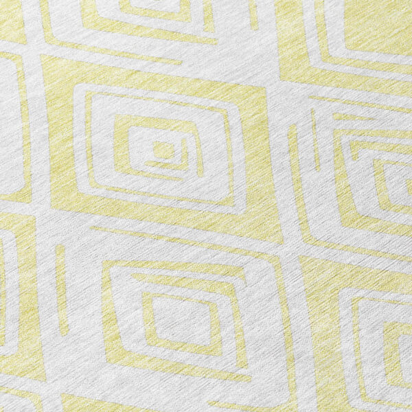 10' X 14' Yellow And Ivory Geometric Washable Indoor Outdoor Area Rug