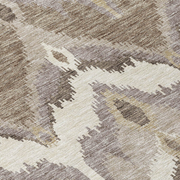 3' X 5' Beige Chocolate And Taupe Ikat Washable Indoor Outdoor Area Rug