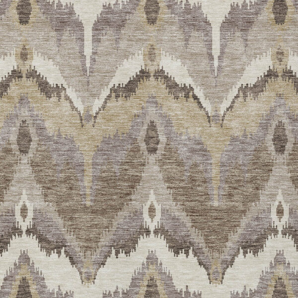 3' X 5' Beige Chocolate And Taupe Ikat Washable Indoor Outdoor Area Rug