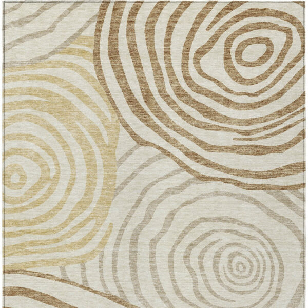 10' X 14' Gold Ivory And Beige Abstract Washable Indoor Outdoor Area Rug