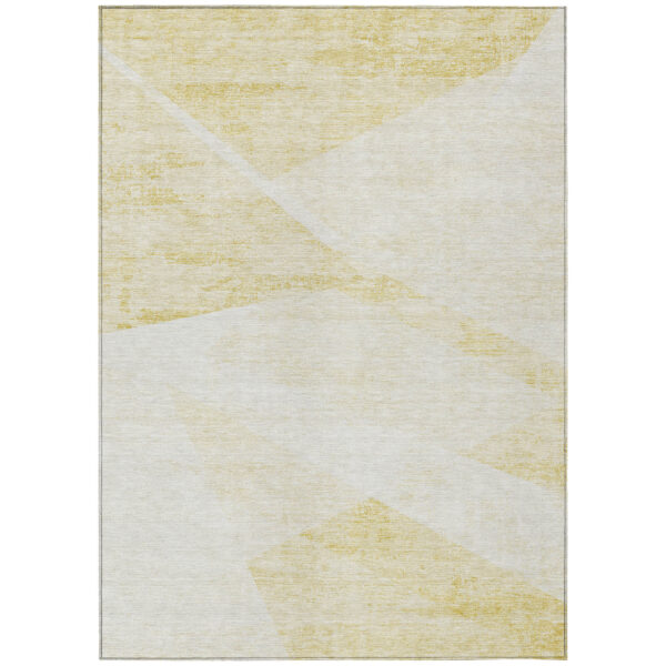 10' X 14' Gold Beige And Ivory Abstract Washable Indoor Outdoor Area Rug