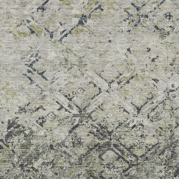 8' X 10' Silver Gray And Charcoal Geometric Washable Indoor Outdoor Area Rug