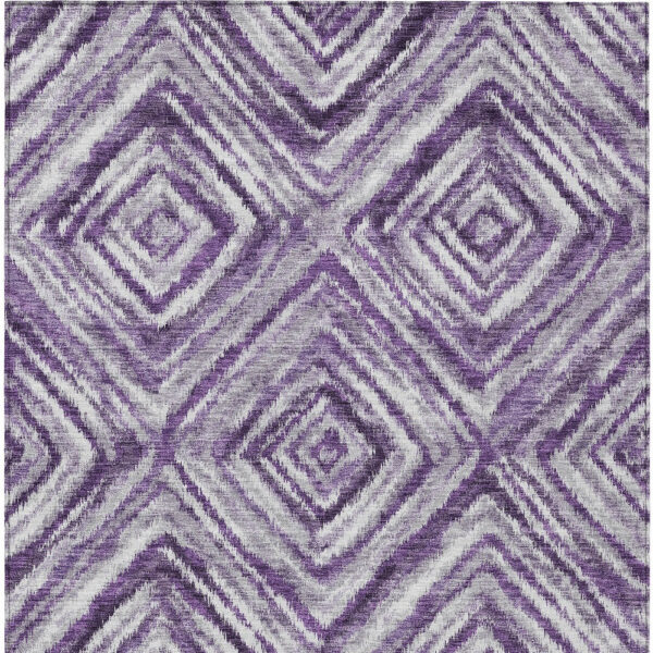 3' X 5' Purple Lavender And Gray Geometric Washable Indoor Outdoor Area Rug