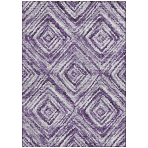3' X 5' Purple Lavender And Gray Geometric Washable Indoor Outdoor Area Rug