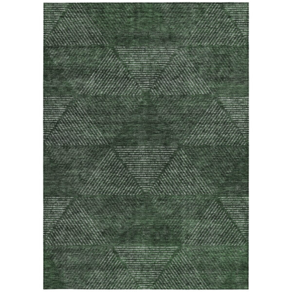 10' X 14' Fern Green And Emerald Geometric Washable Indoor Outdoor Area Rug