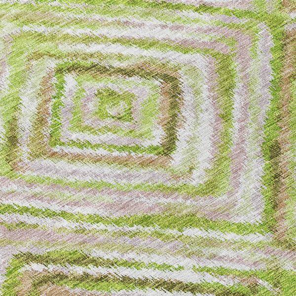 9' X 12' Artichoke Green And Brown Geometric Washable Indoor Outdoor Area Rug