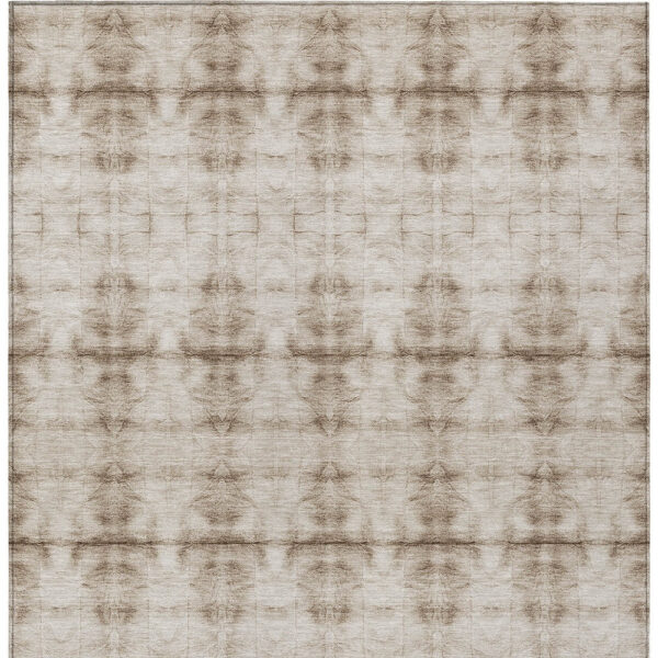 5' X 8' Beige Taupe And Tan Geometric Washable Indoor Outdoor Area Rug