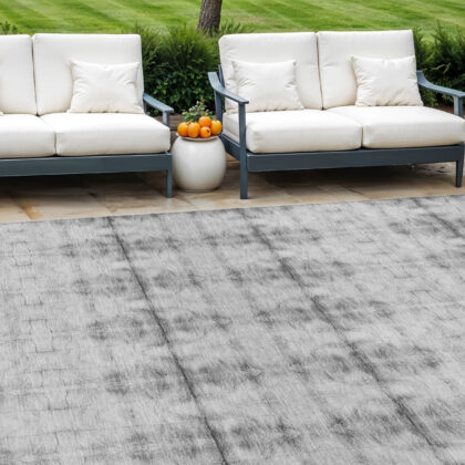 8' X 10' Silver And Gray Geometric Washable Indoor Outdoor Area Rug