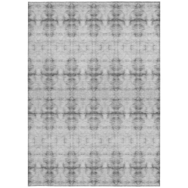 8' X 10' Silver And Gray Geometric Washable Indoor Outdoor Area Rug