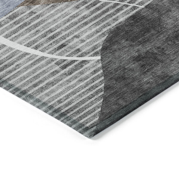 9' X 12' Chocolate Gray And Charcoal Abstract Washable Indoor Outdoor Area Rug