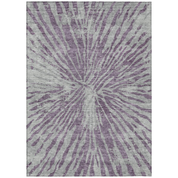 10' X 14' Purple And Gray Abstract Washable Indoor Outdoor Area Rug