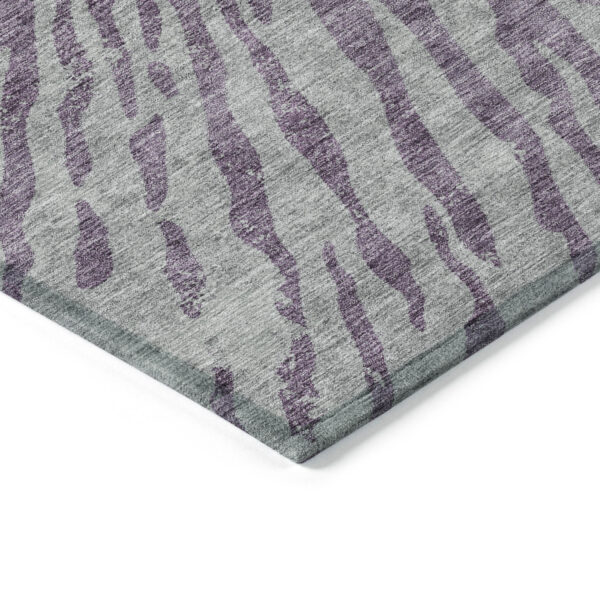 10' X 14' Purple And Gray Abstract Washable Indoor Outdoor Area Rug