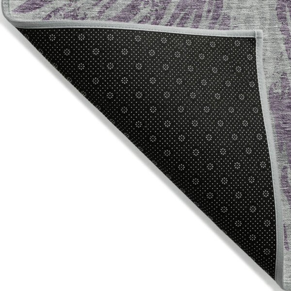 10' X 14' Purple And Gray Abstract Washable Indoor Outdoor Area Rug