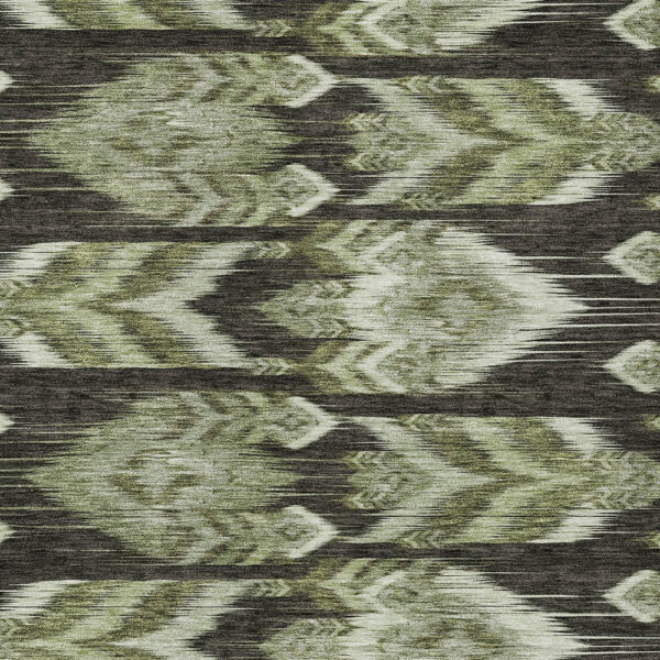 3' X 5' Olive Green And Artichoke Green Southwestern Washable Indoor Outdoor Area Rug
