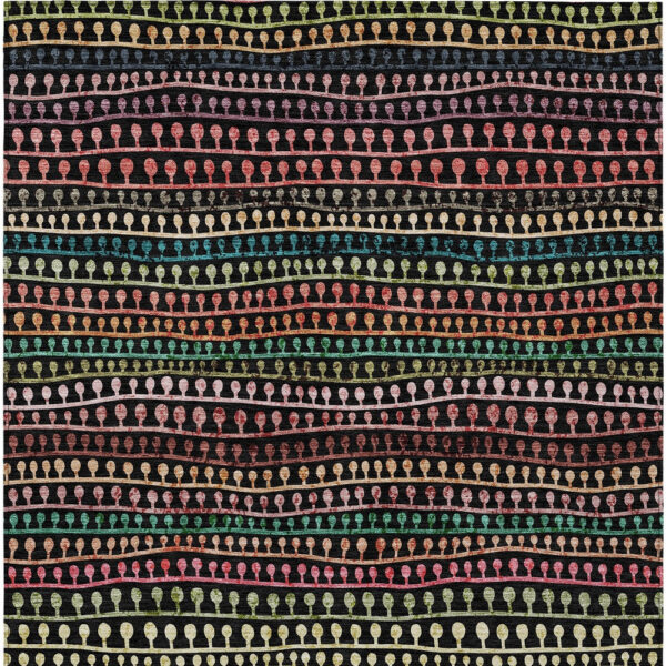10' X 14' Black Green And Gold Striped Washable Indoor Outdoor Area Rug