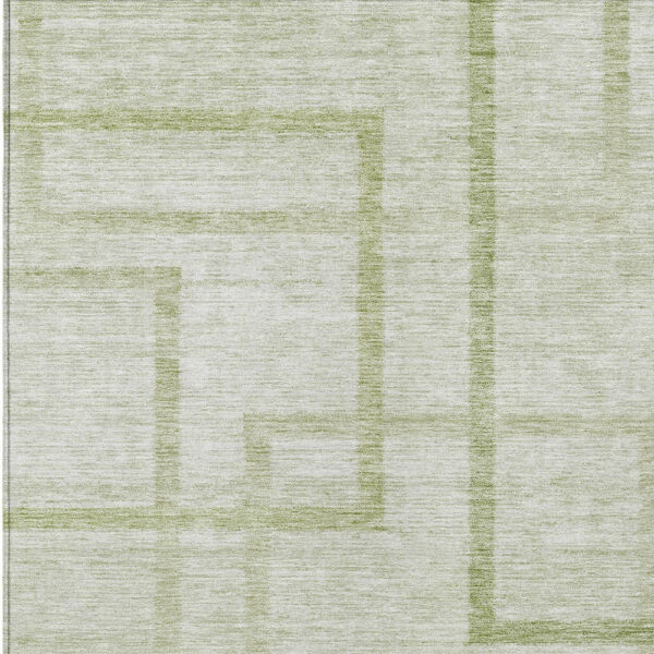 9' X 12' Artichoke Green And Green Geometric Washable Indoor Outdoor Area Rug