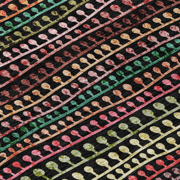 10' X 14' Black Green And Gold Striped Washable Indoor Outdoor Area Rug