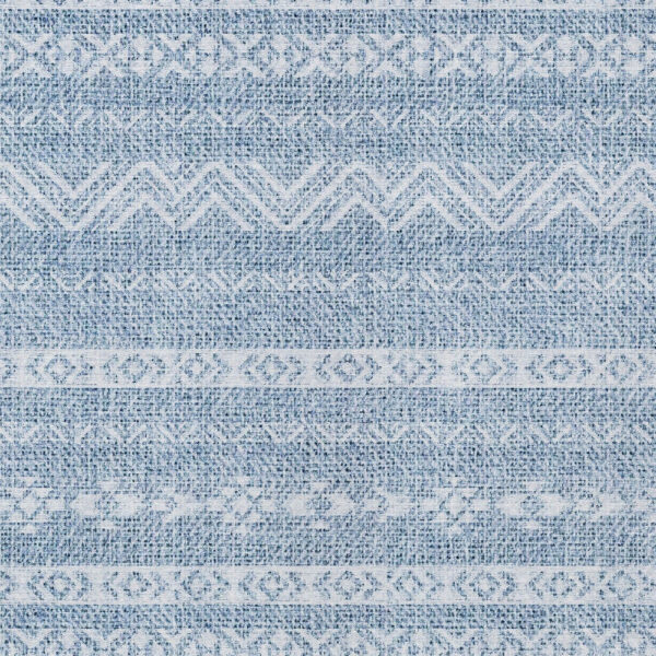 8' X 10' Blue And Denim Blue Southwestern Washable Indoor Outdoor Area Rug