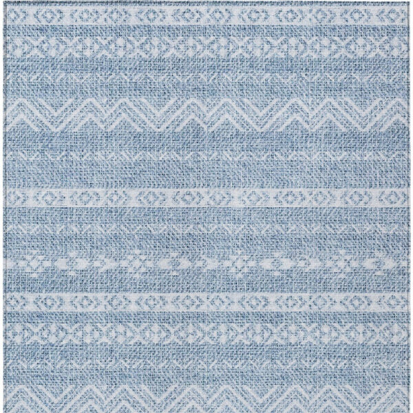 8' X 10' Blue And Denim Blue Southwestern Washable Indoor Outdoor Area Rug