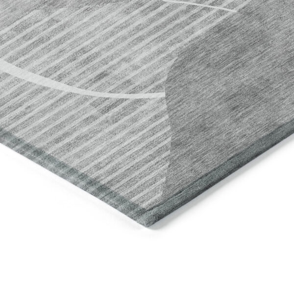 8' X 10' Gray Silver And Ivory Abstract Washable Indoor Outdoor Area Rug