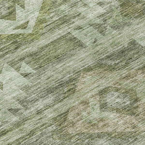 8' Olive Green And Fern Green Round Southwestern Washable Indoor Outdoor Area Rug