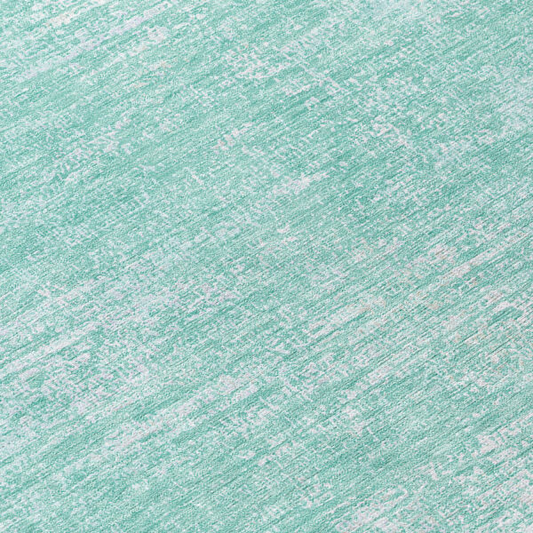 8' Turquoise And Teal Blue Round Abstract Washable Indoor Outdoor Area Rug