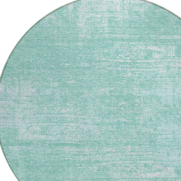 8' Turquoise And Teal Blue Round Abstract Washable Indoor Outdoor Area Rug