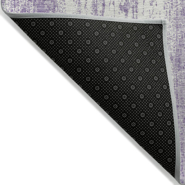 8' X 10' Purple And Ivory Striped Washable Indoor Outdoor Area Rug