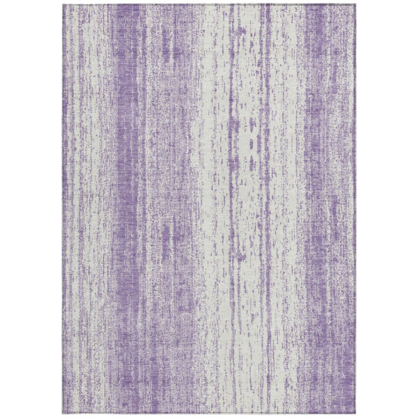 8' X 10' Purple And Ivory Striped Washable Indoor Outdoor Area Rug