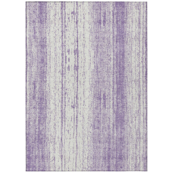 8' X 10' Purple And Ivory Striped Washable Indoor Outdoor Area Rug