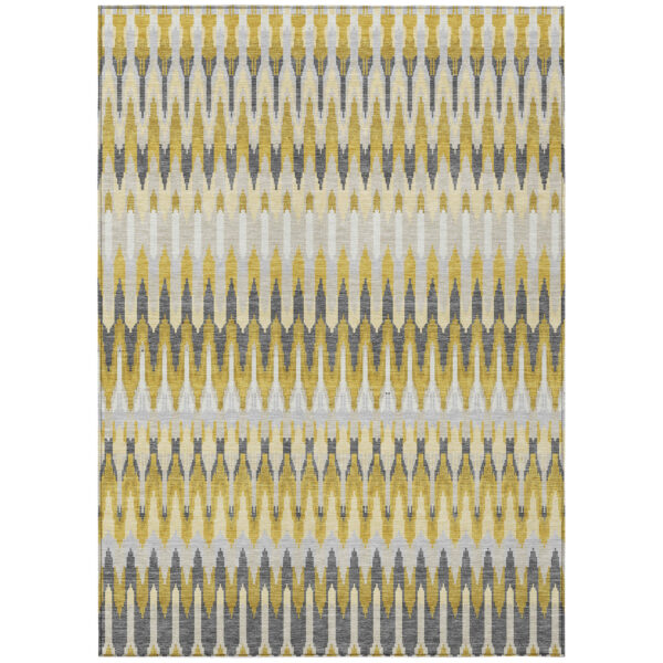10' X 14' Gold Beige And Gray Southwestern Washable Indoor Outdoor Area Rug