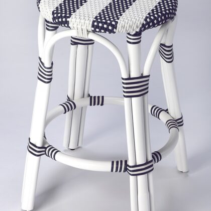 24" White Rattan Backless Counter Height Bar Chair