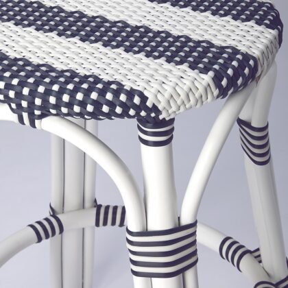 24" White Rattan Backless Counter Height Bar Chair